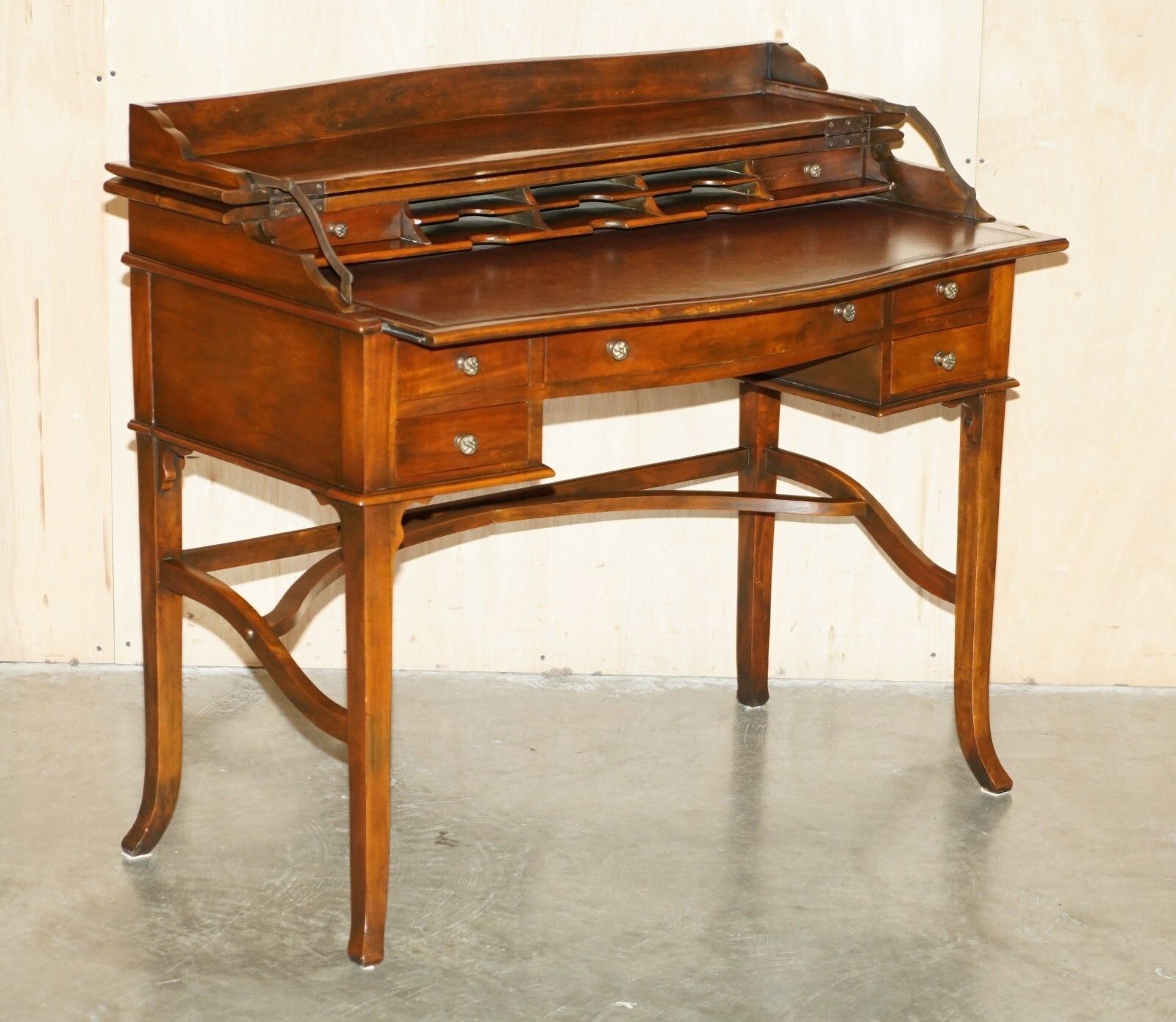 photo furniture Theodore Alexander Secretaire Desk & Gothic Revival Windsor Brown Leather Chair