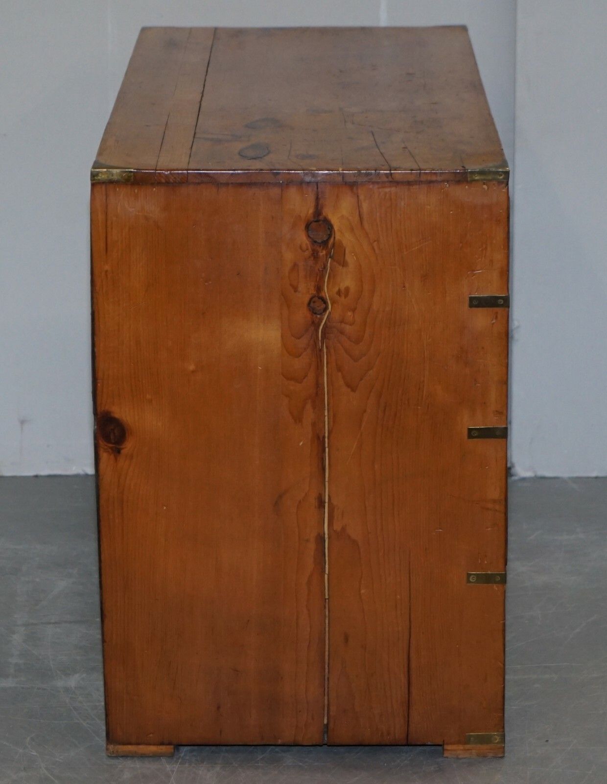 Sublime Victorian Pine Military Campaign Chest Of Drawers Original Brass Fitting photo buy