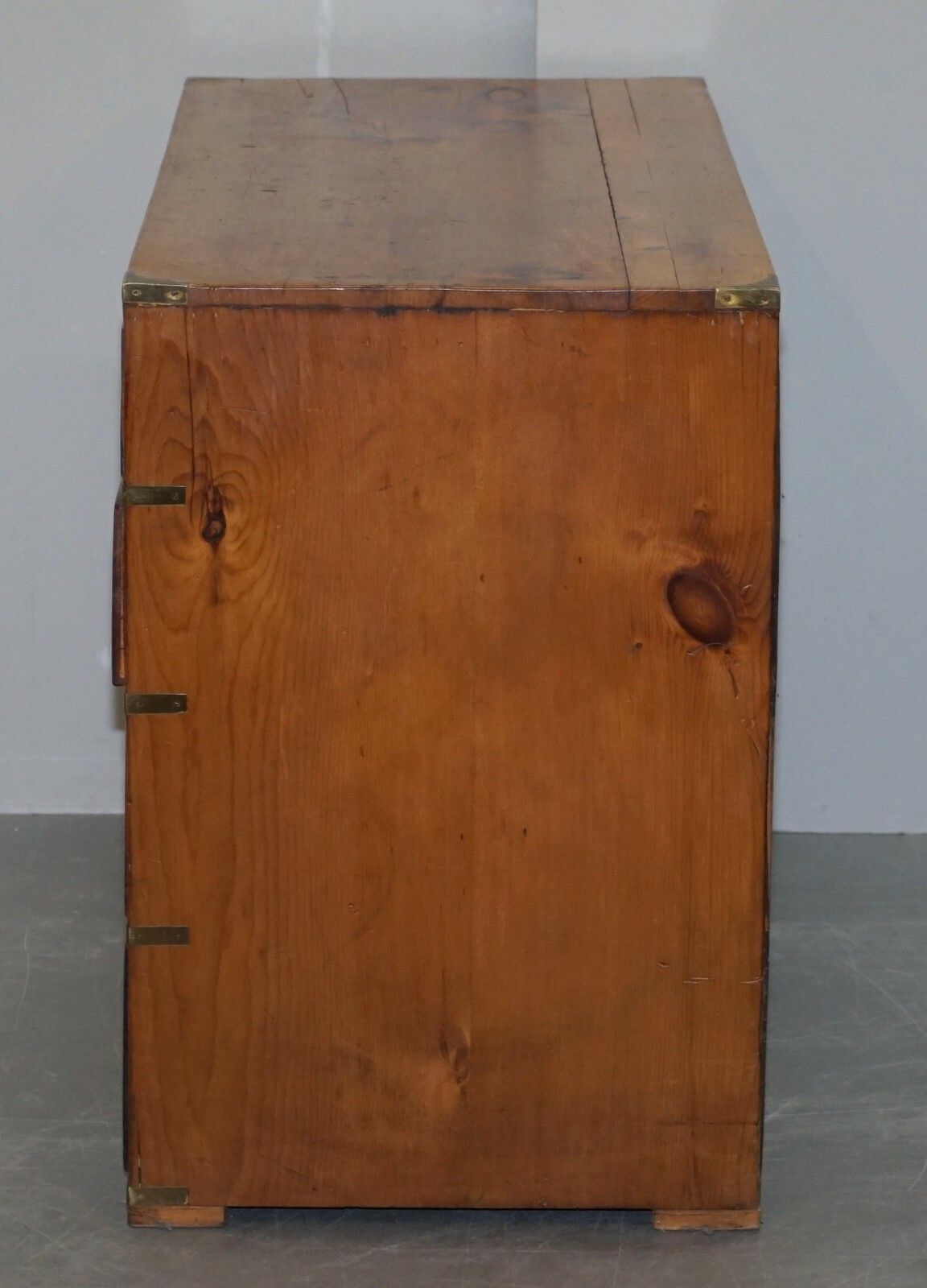 photo furniture Sublime Victorian Pine Military Campaign Chest Of Drawers Original Brass Fitting