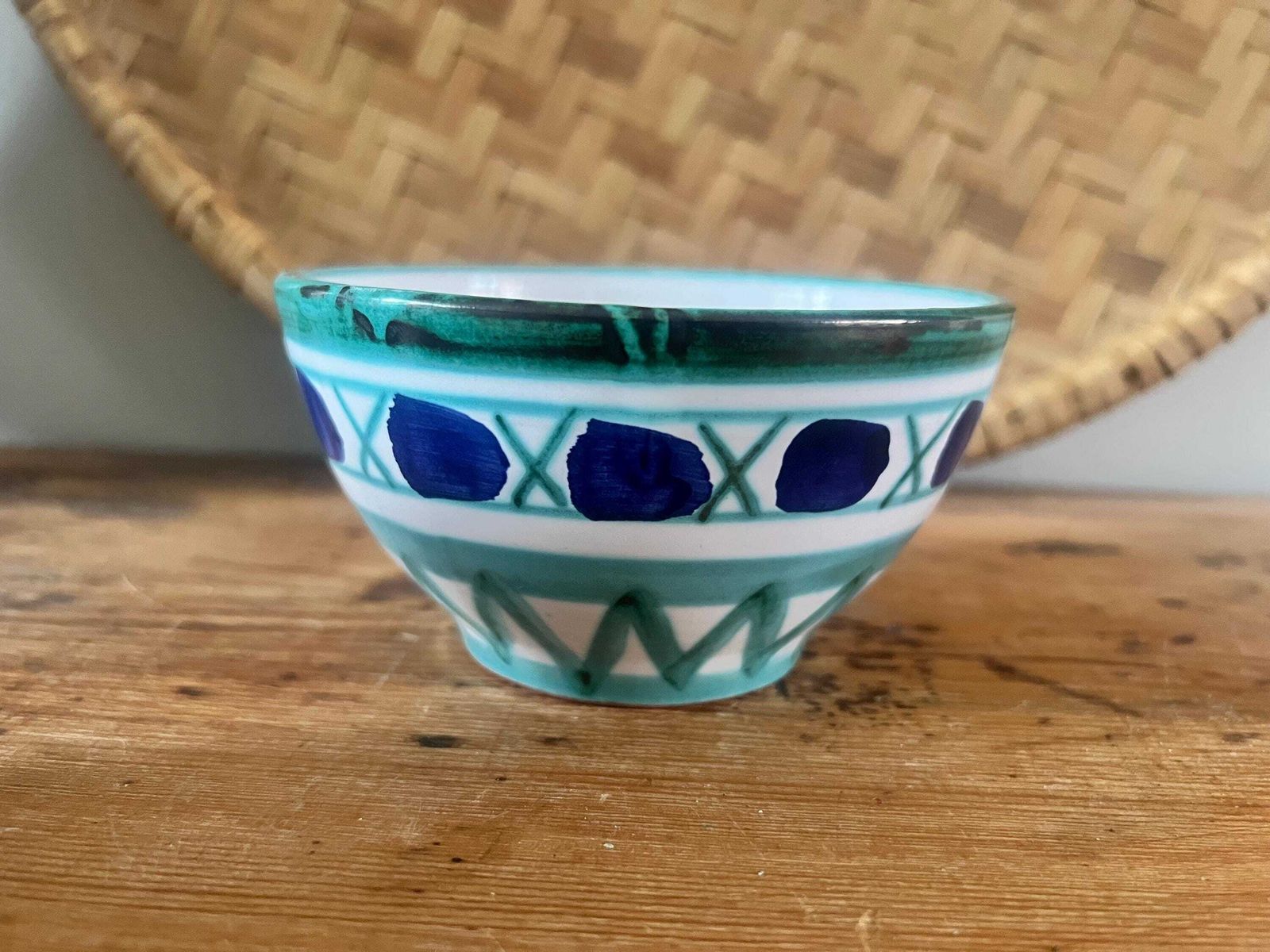Vintage Robert Picault Vallauris Hand Painted Ceramic Bowl | Mid Century Modern French Studio Pottery | Abstract Design Art Pottery | photo vinterior