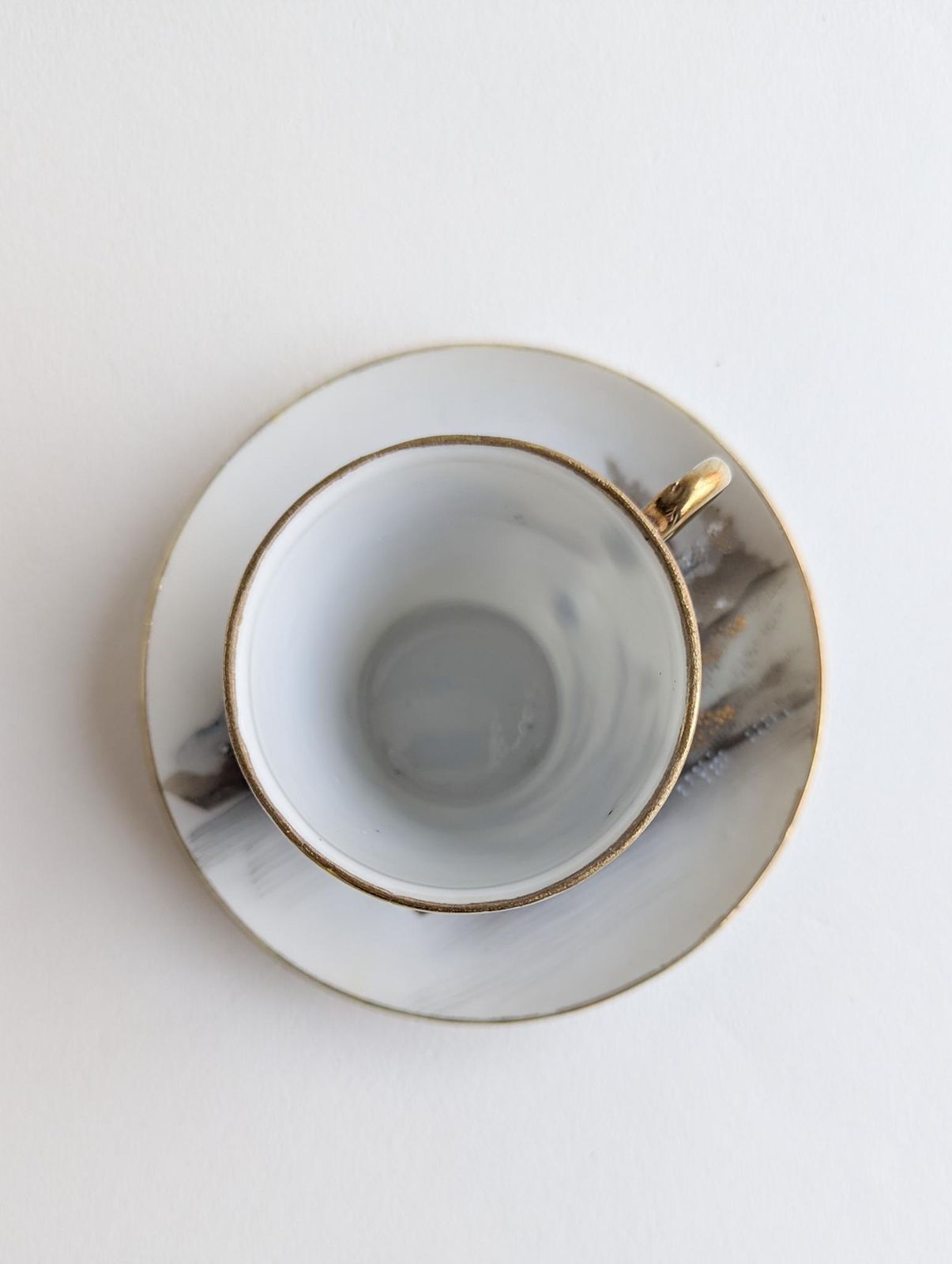Set Of Six Mid Century Japanese Demitasse Cups And Saucers, Mount Fuji Coffee Cups With Matching Saucers photo buy
