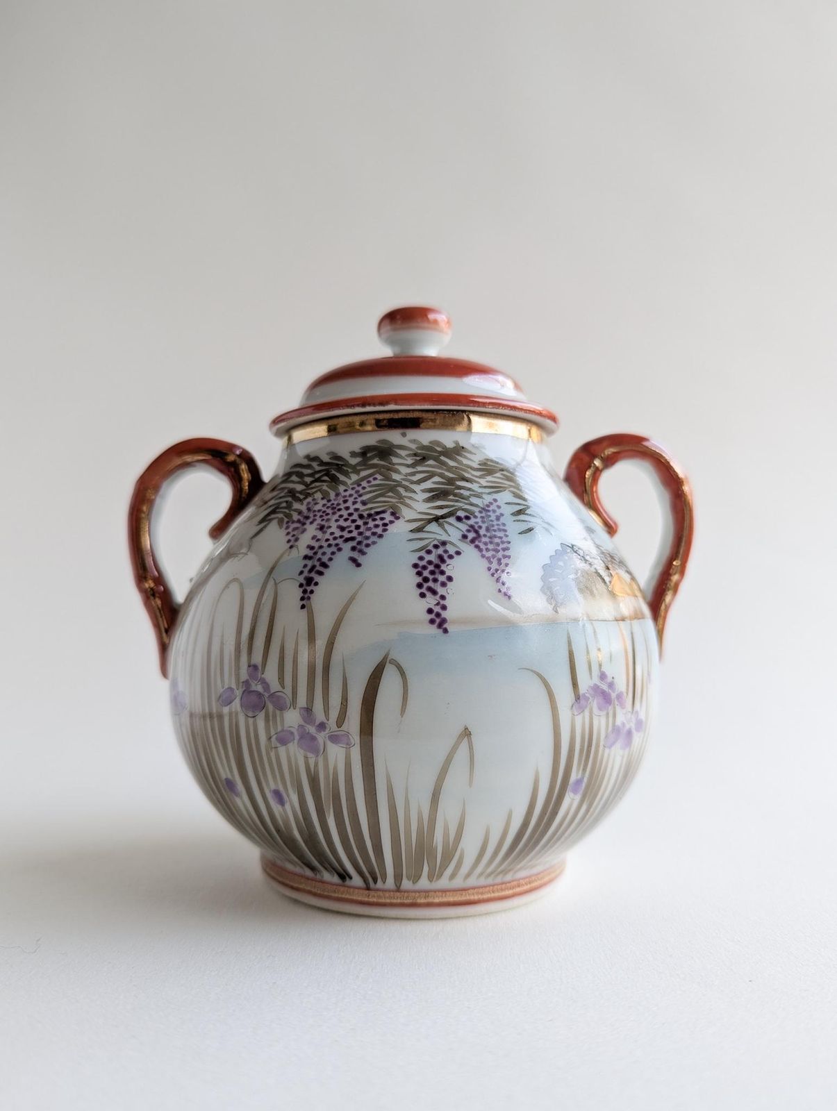 Vintage Kutani Teapot And Sugar Bowl, Hand Painted Japanese Geisha Tea Set photo buy