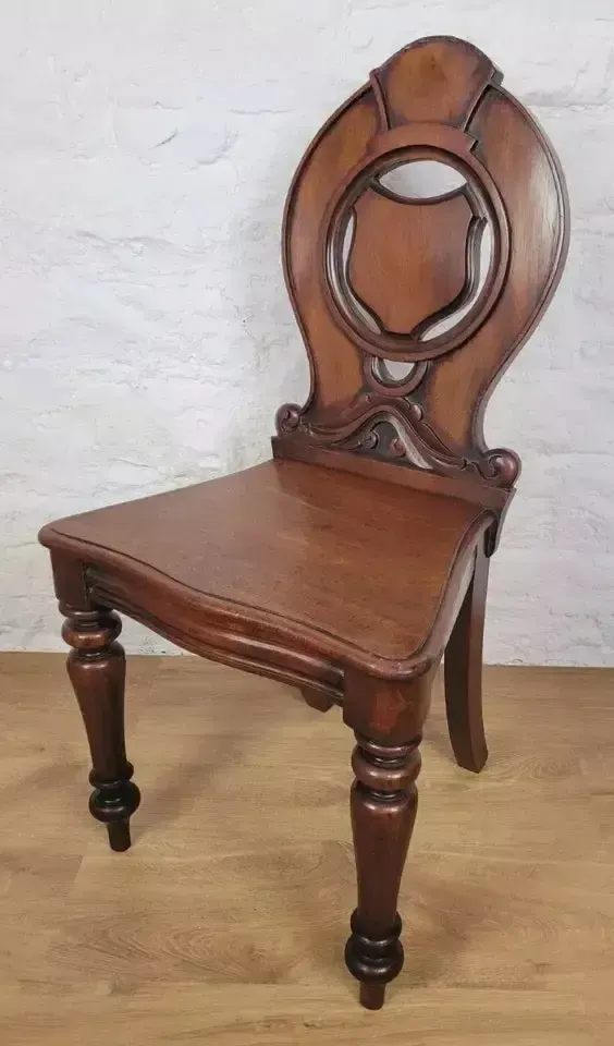 Georgian Hall Chair Shield Back Circa 1860 Carved English Postage Available photo for sale