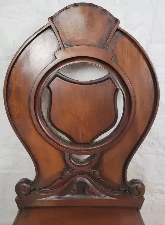 Georgian Hall Chair Shield Back Circa 1860 Carved English Postage Available photo 118.0