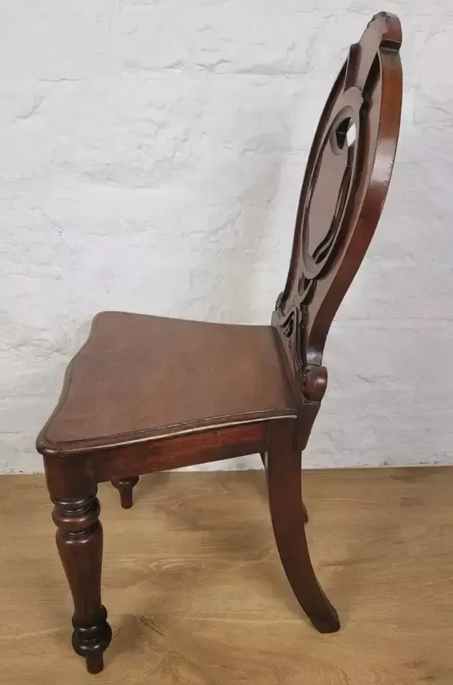 Georgian Hall Chair Shield Back Circa 1860 Carved English Postage Available photo vintage