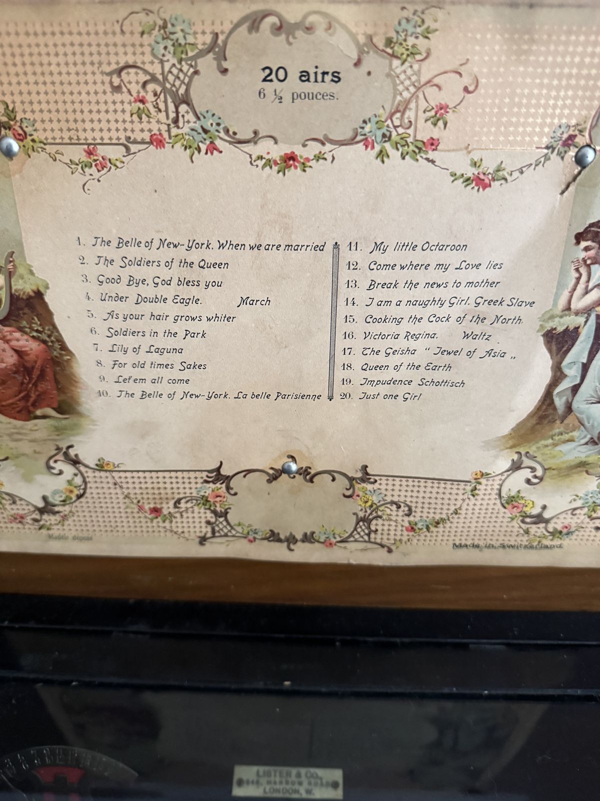 Paillard Antique Swiss Made 20 Air Musical Box photo for sale