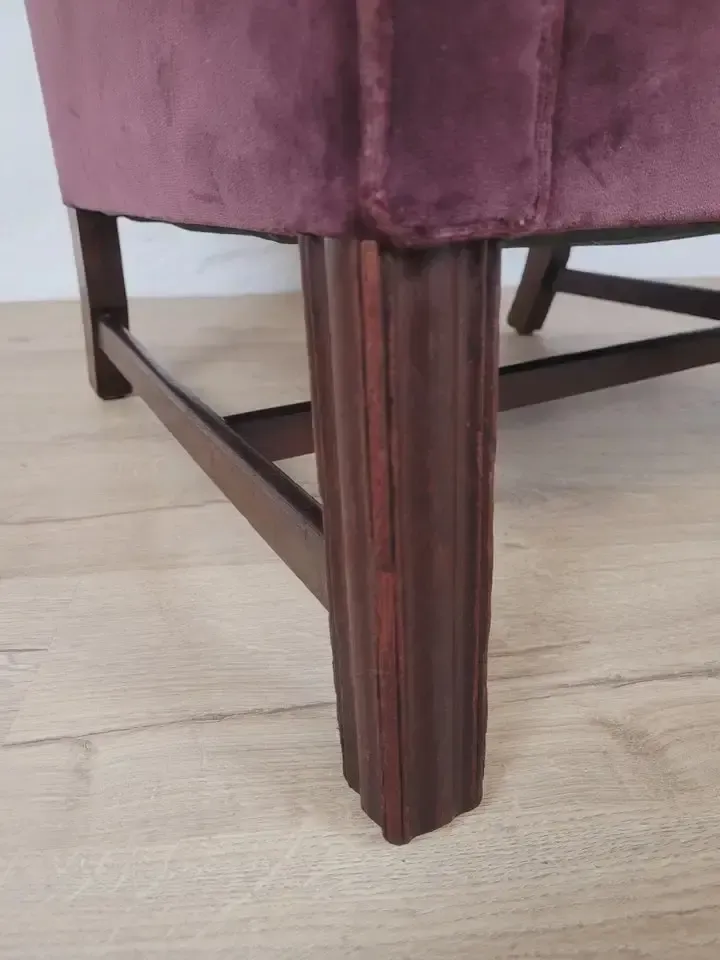 photo furniture Victorian Wingback Armchair Velvet Purple 19thc Upholstered Delivery Available