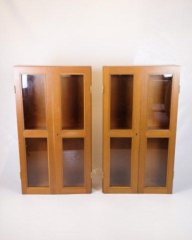Set Of Two Display Cabinets / Pharmacy Cabinets   Oregon Pine   Danish Design   1960s