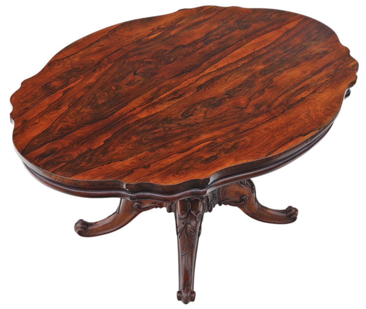 Antique 19th Century Victorian Rosewood Serpentine Loo / Breakfast Dining Table – Fine Quality Large Tilt Top photo furniture