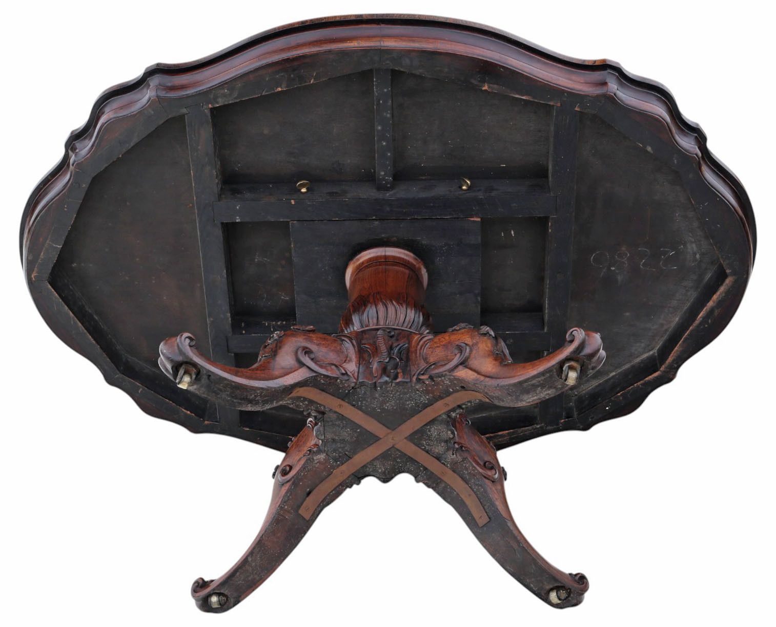 Antique 19th Century Victorian Rosewood Serpentine Loo / Breakfast Dining Table – Fine Quality Large Tilt Top photo vintage