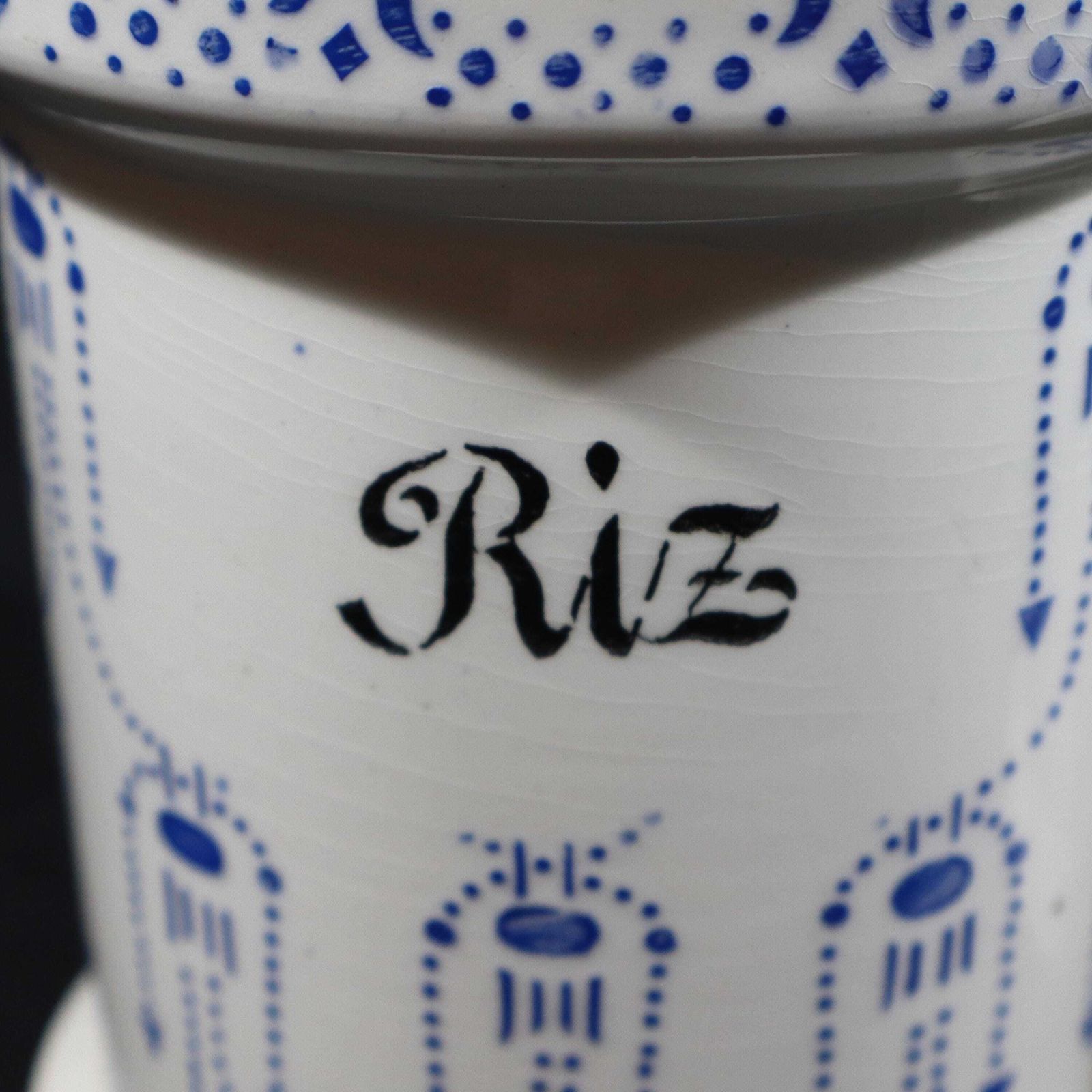 Art Deco Ironstone Storage Jar Set Of 2 French White And Blue Canisters Ceramic Utensil Holder photo 141.0