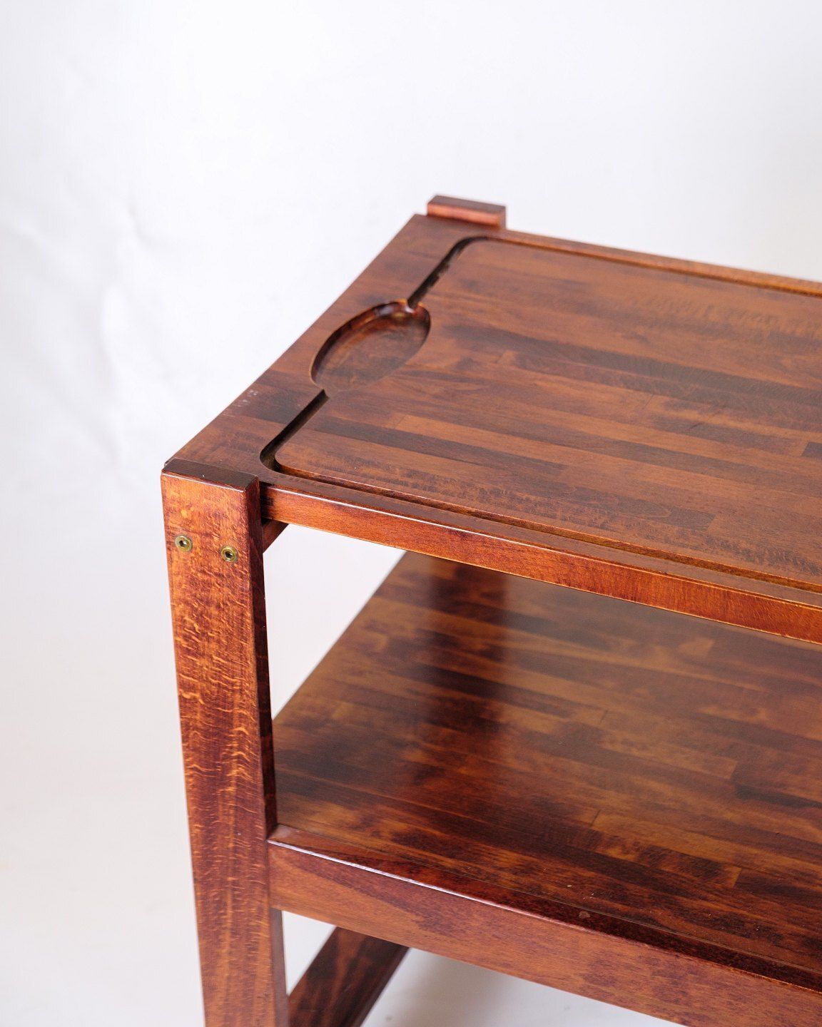 Serving Cart On Wheels   Dark Wood   Removable Cutting Board   Vintage Style photo furniture