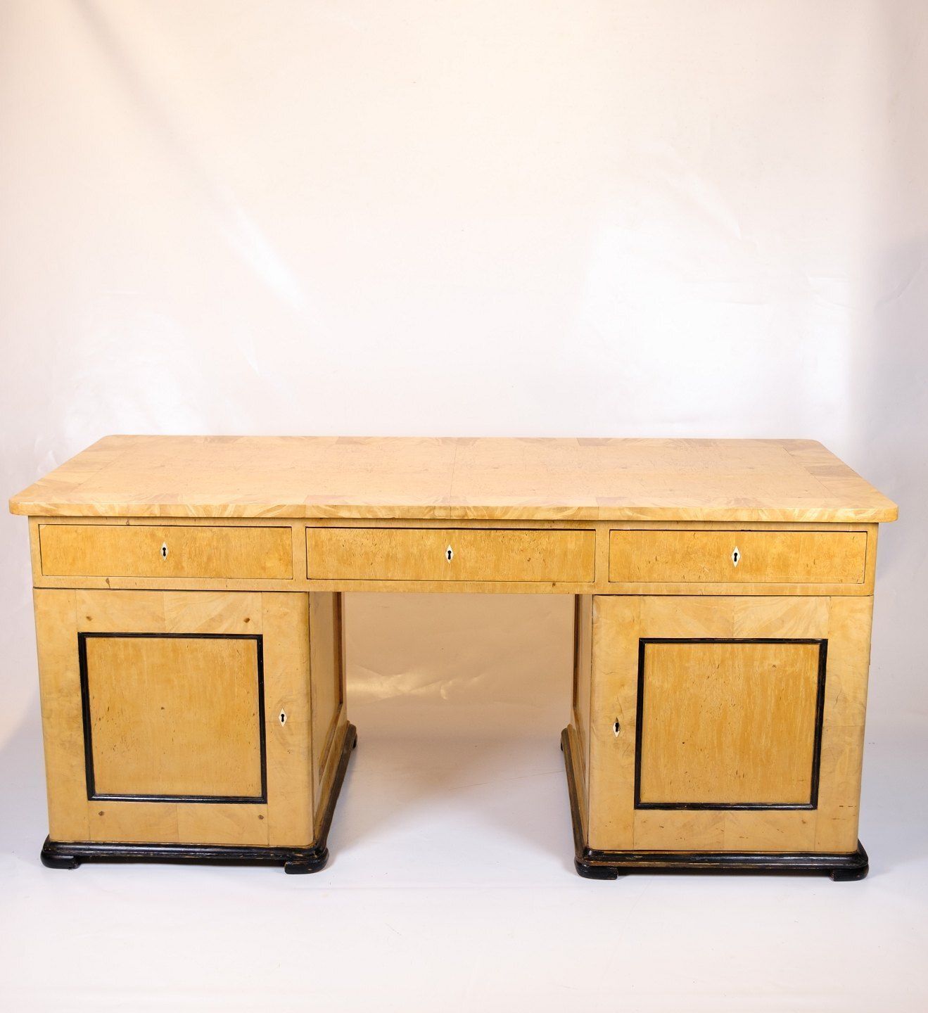 Antique Desk – Birch Wood & Intarsia – 1840s photo vintage