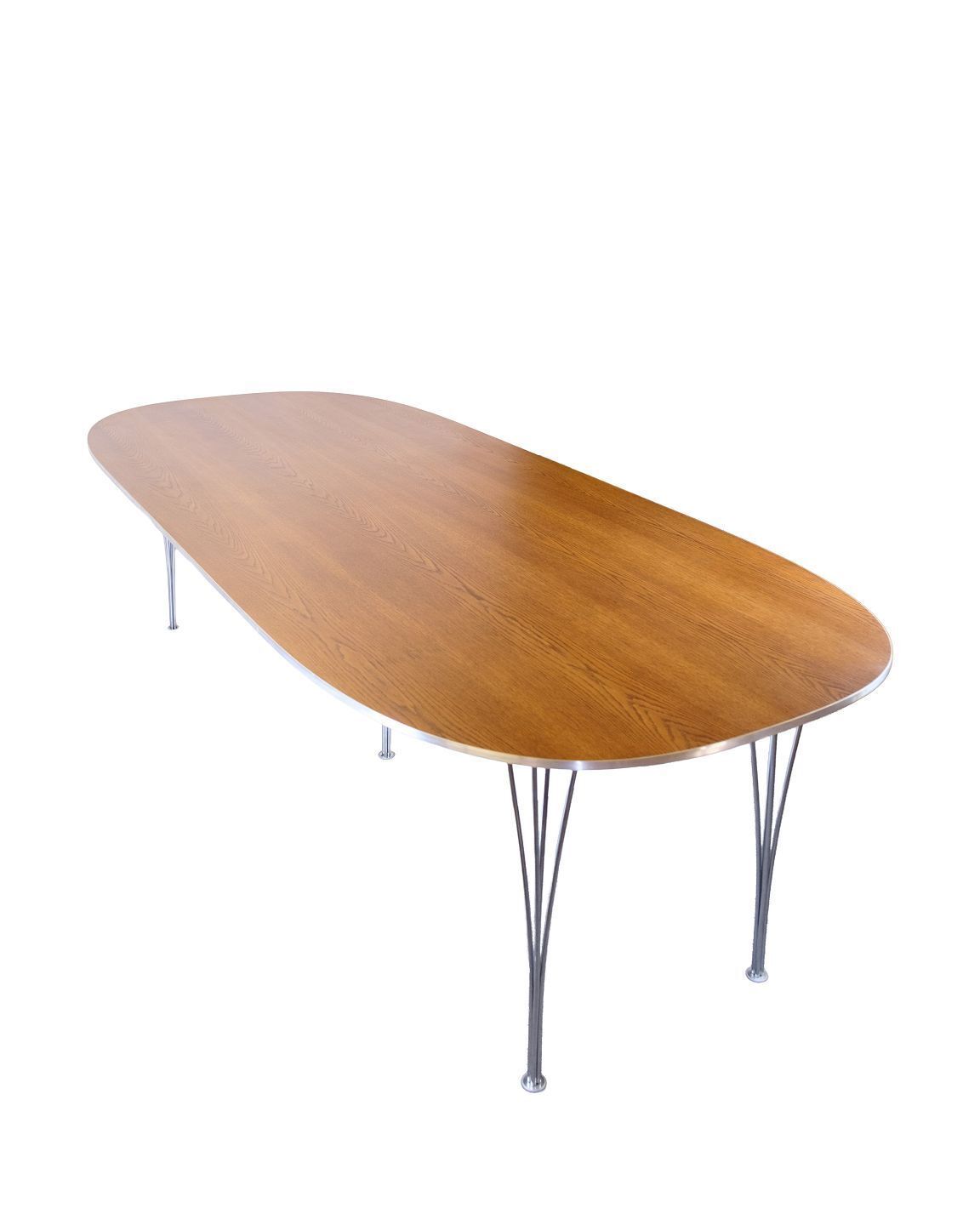 Long Dining Table  Model Superellipse   Oak Surface With Aluminum Edge   Bruno Mathsson And Piet Hein