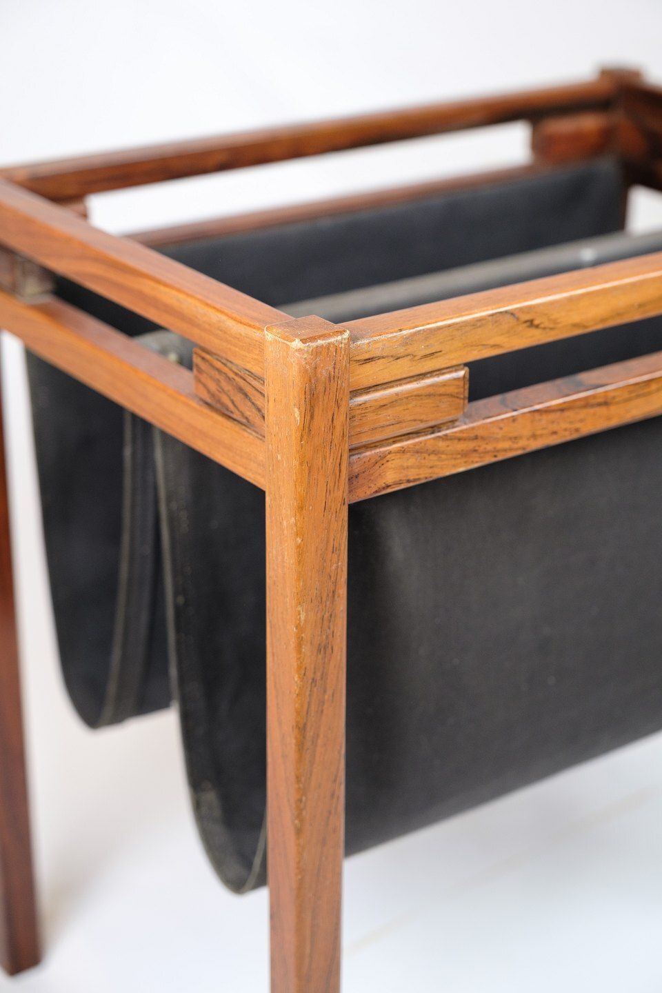 Newspaper/Magazine Holder   Rosewood & Black Canvas   Danish Design   1960s photo Home Decor