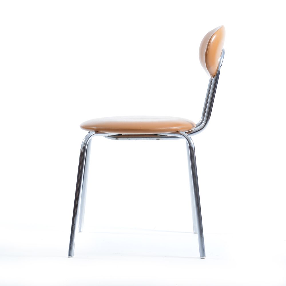 Midcentury Chair By Kovona In Faux Leather And Chrome, Czechoslovakia 1970s photo furniture