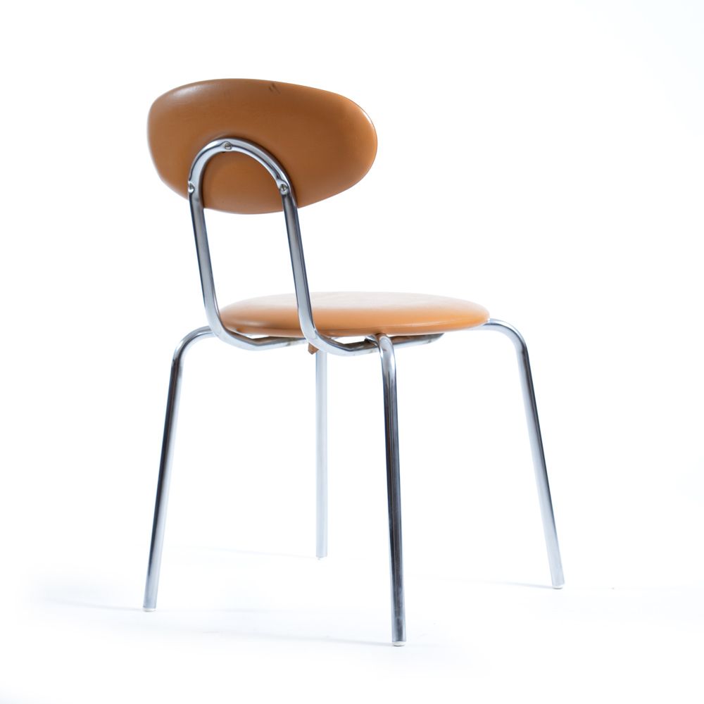 photo furniture Midcentury Chair By Kovona In Faux Leather And Chrome, Czechoslovakia 1970s