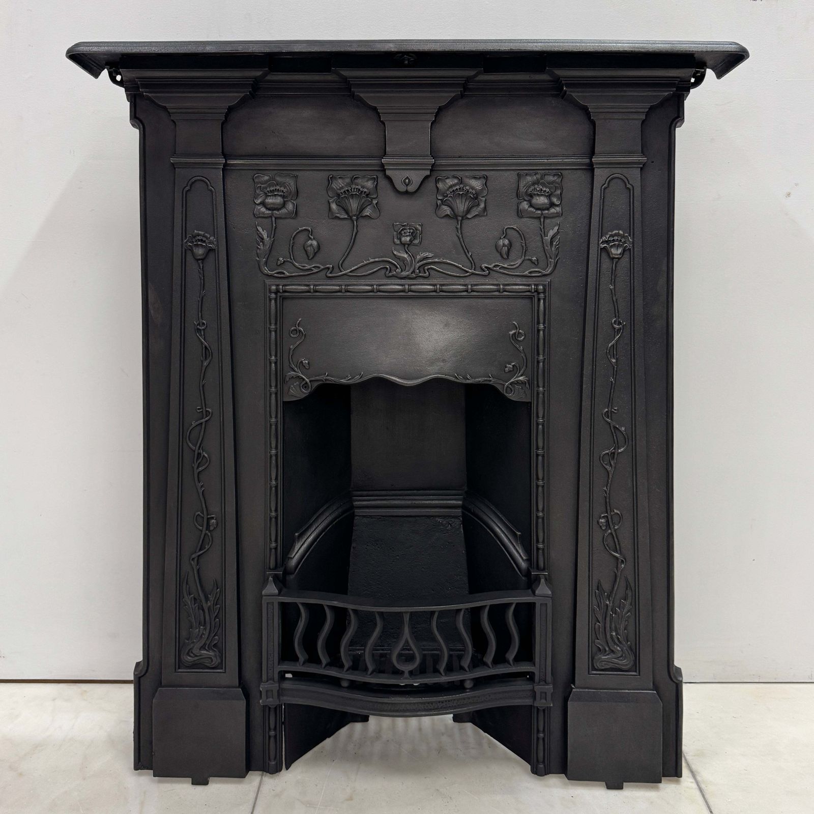Antique Art Nouveau Cast Iron Combination Fireplace photo furniture