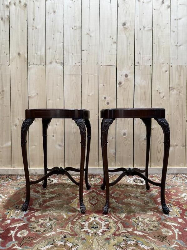 Paire De Tables De Chevets / Sellettes / Bouts De Canapé Style Louis XV Régence