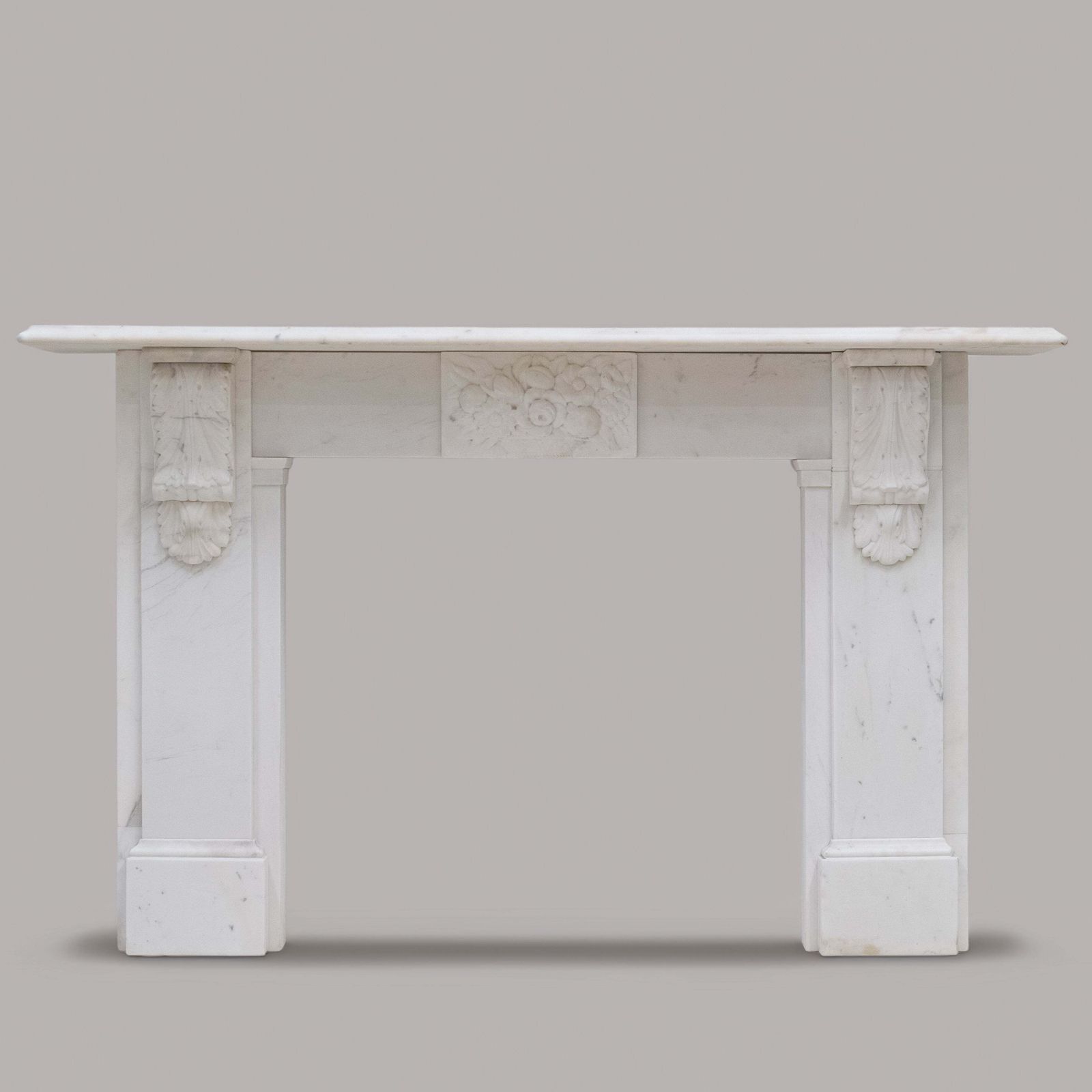Antique Victorian Marble Surround With Ornate Carved Corbels