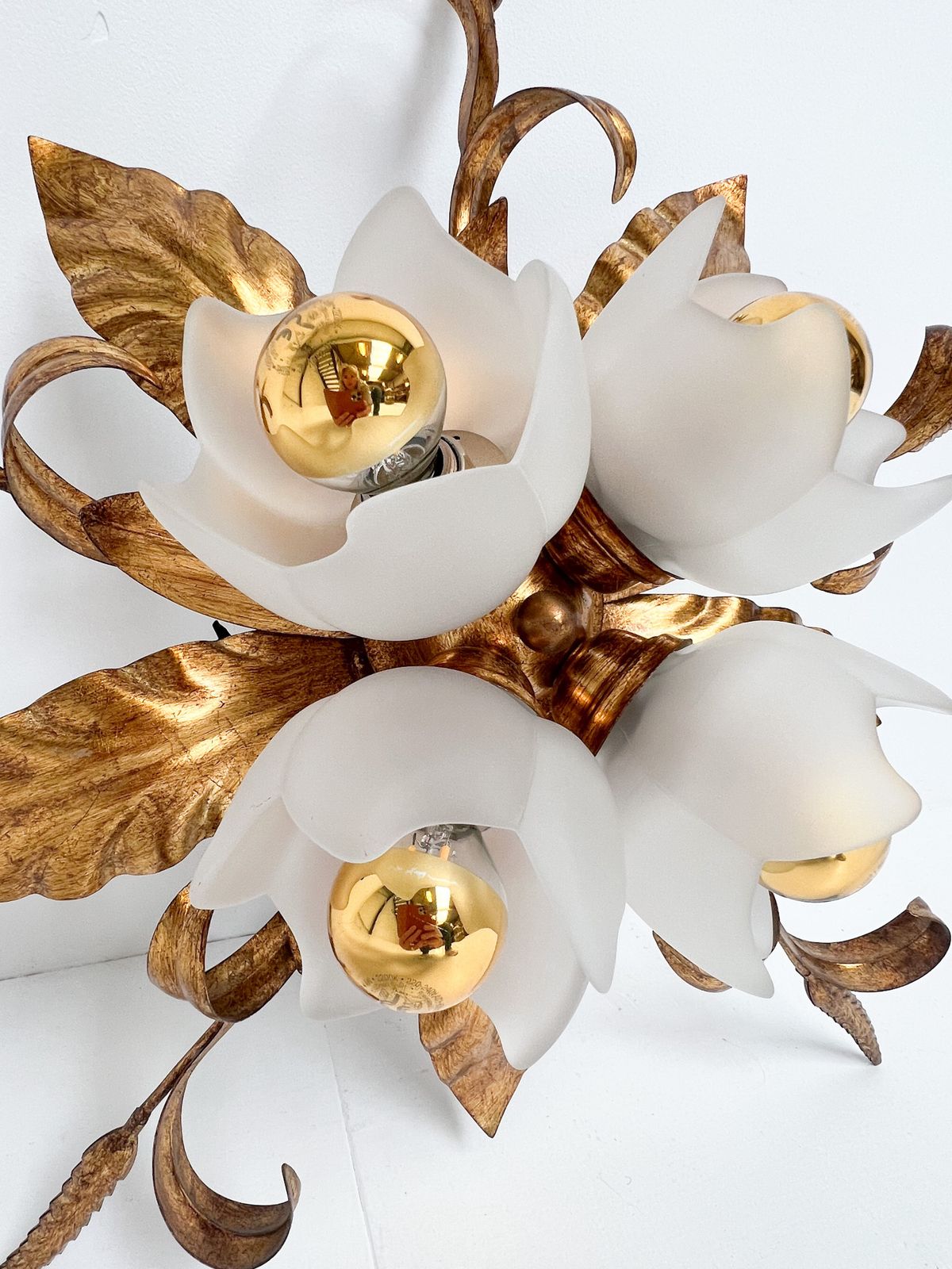 Gold Plated Xl Ceiling Lamp Or Wall Lamp From Italy, 1970s photo vintage