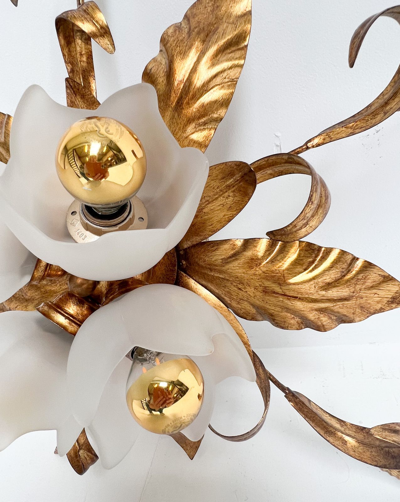 photo furniture Gold Plated Xl Ceiling Lamp Or Wall Lamp From Italy, 1970s