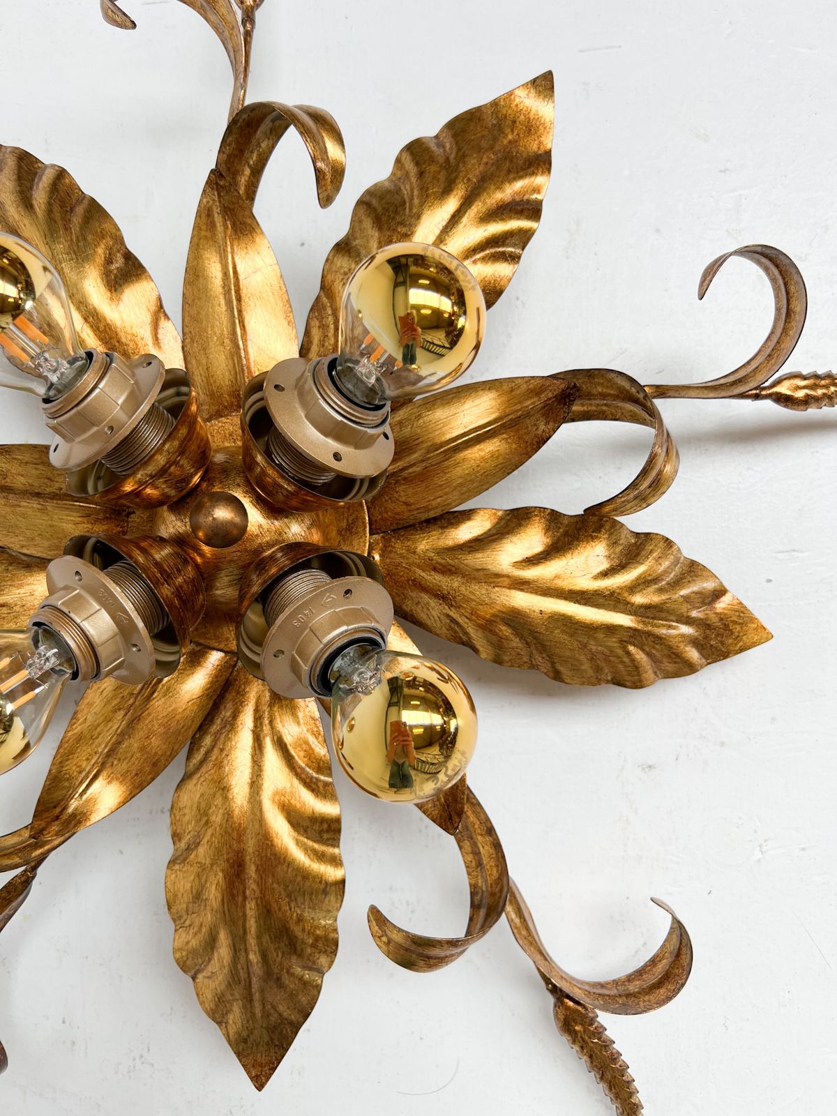Lighting Gold Plated Xl Ceiling Lamp Or Wall Lamp From Italy, 1970s photo