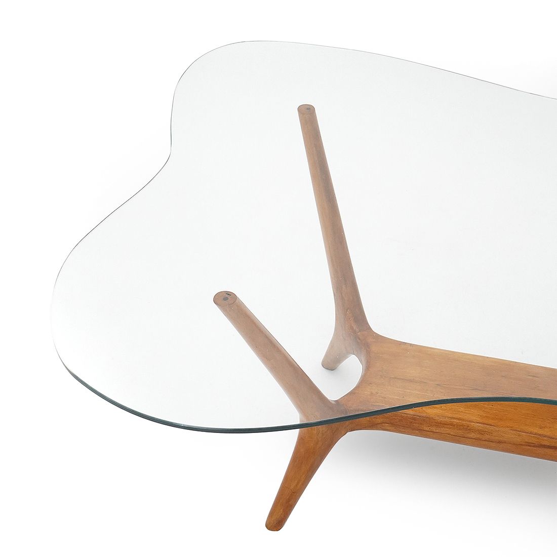 photo furniture Italian Coffee Table In Wood And Glass, 1950s