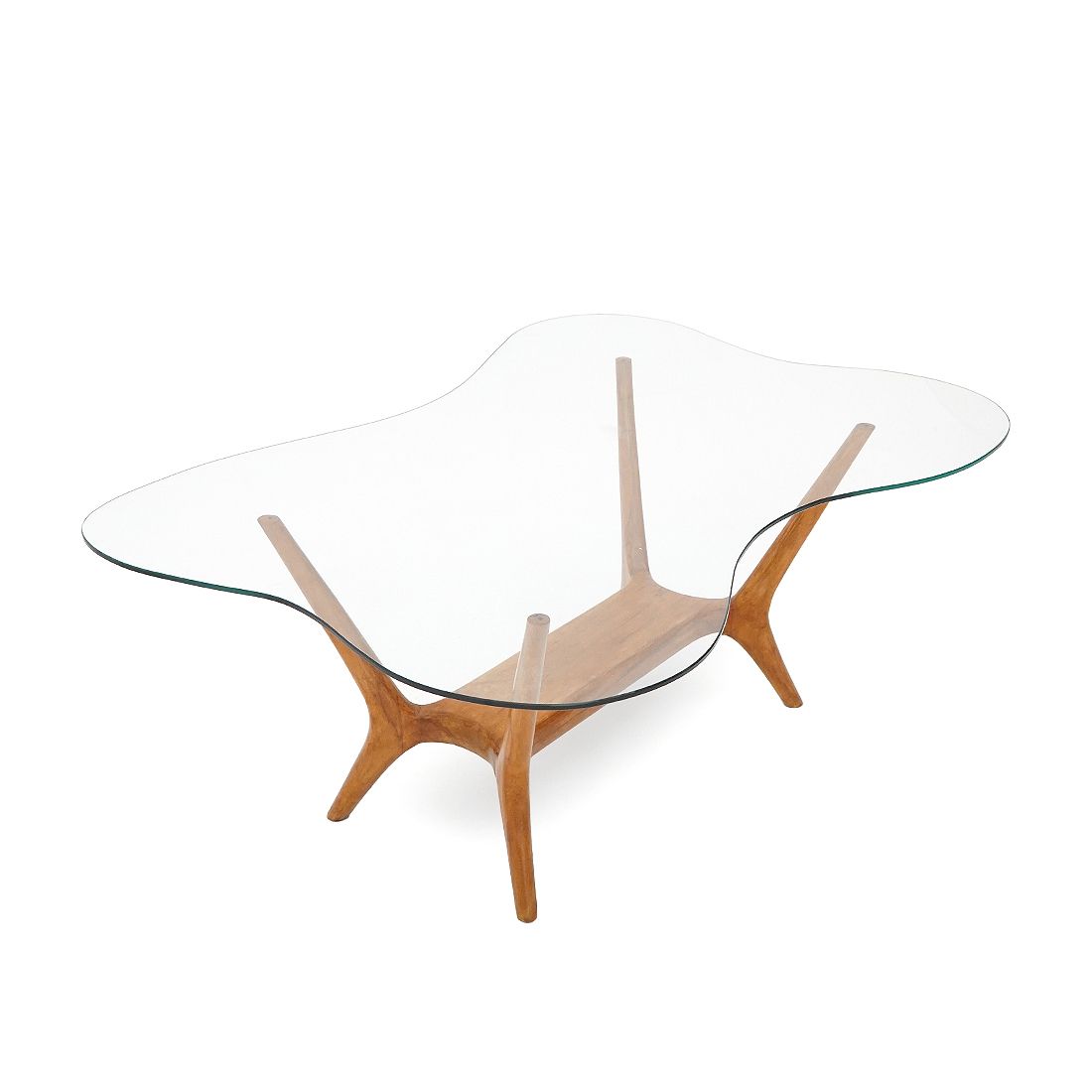 Italian Coffee Table In Wood And Glass, 1950s photo Furniture