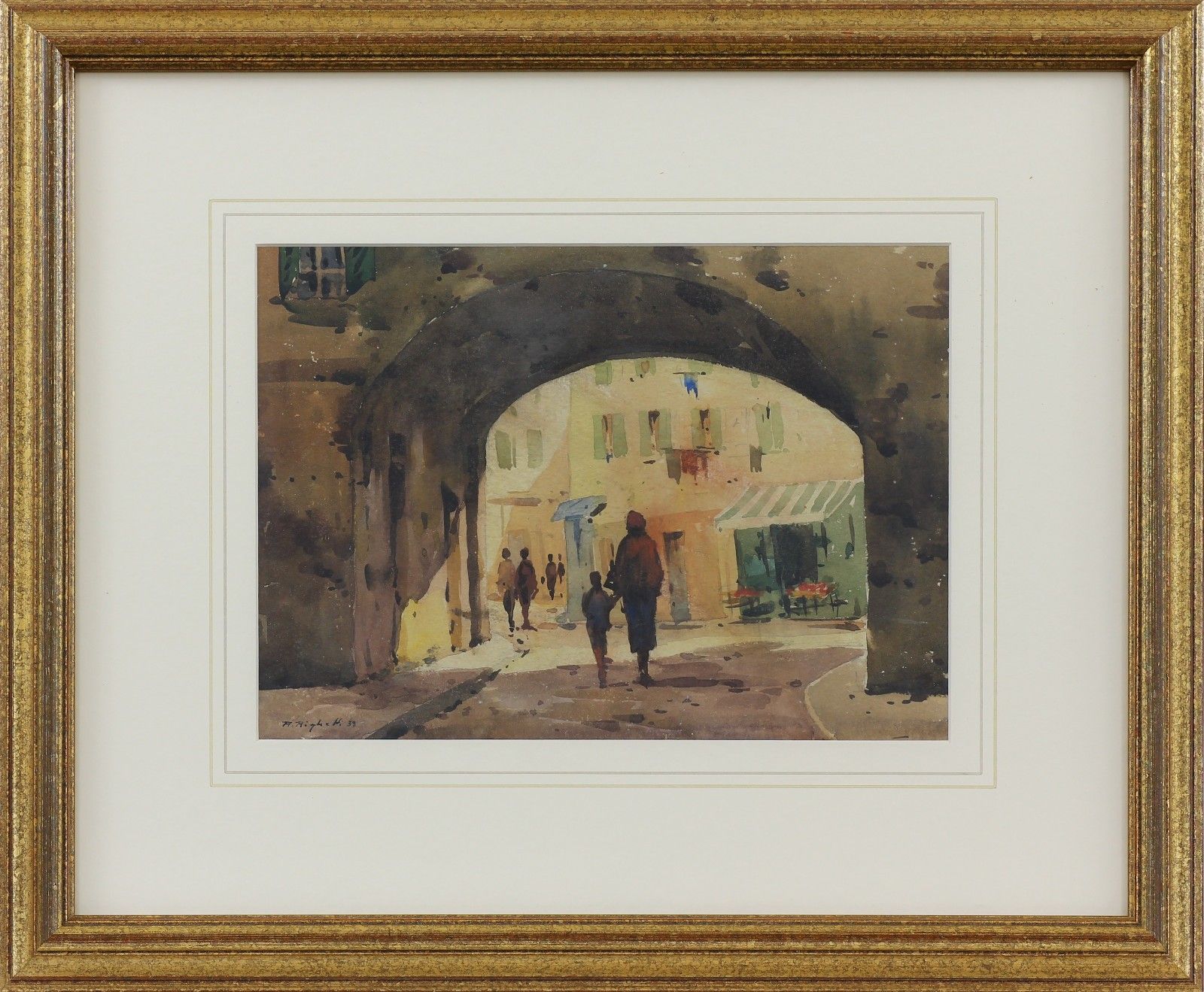 Watercolour By Renato Righetti.  Arche Dans La Vieux Nice photo Art