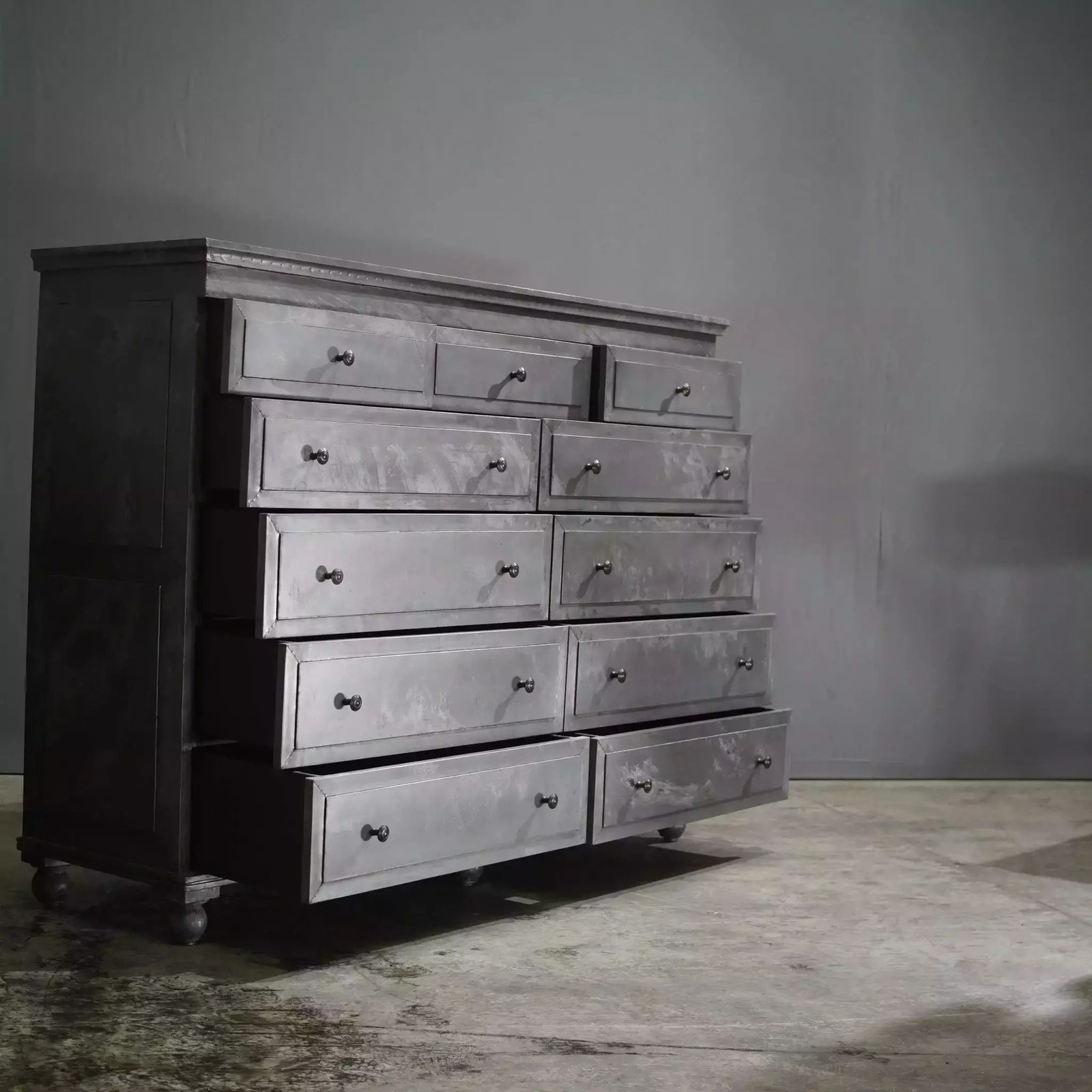 Restoration Hardware Annecy Metal Wrapped 11 Drawer Dresser photo for sale