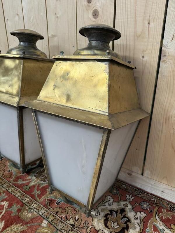 Paire De Lampadaires   Lanternes D'extérieur En Laiton photo furniture
