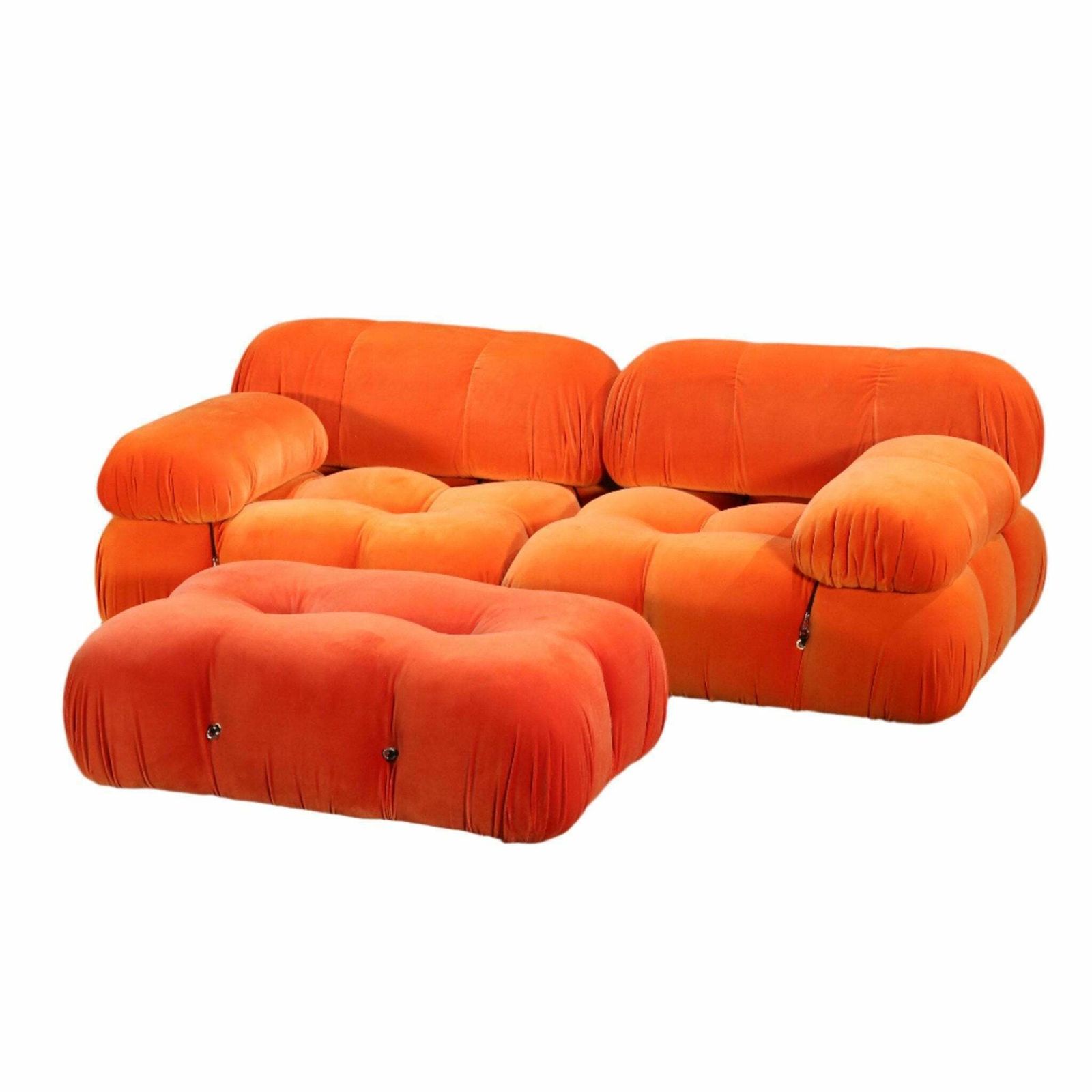 B&B Italia Orange Velvet Camaleonda Sofa By Mario Bellini