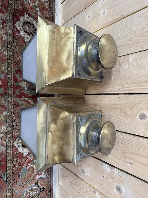Paire De Lampadaires   Lanternes D'extérieur En Laiton photo vinterior