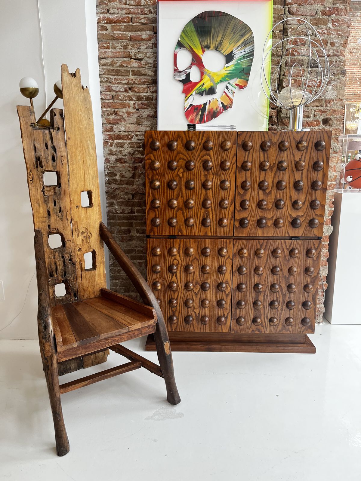 photo for sale Midcentury Sculptural Olive Wood And Walnut French Chair