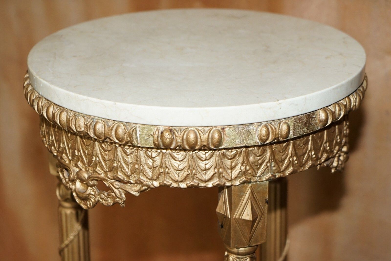 Pair Of Antique Giltwood Marble Topped Jardiniere Plant Marble Bust Stands photo 2850.0