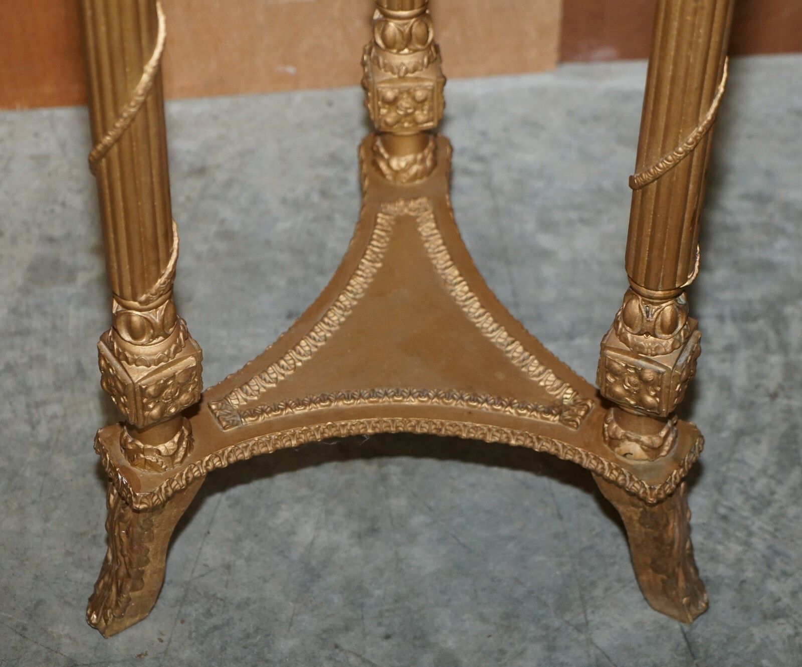Pair Of Antique Giltwood Marble Topped Jardiniere Plant Marble Bust Stands photo vinterior