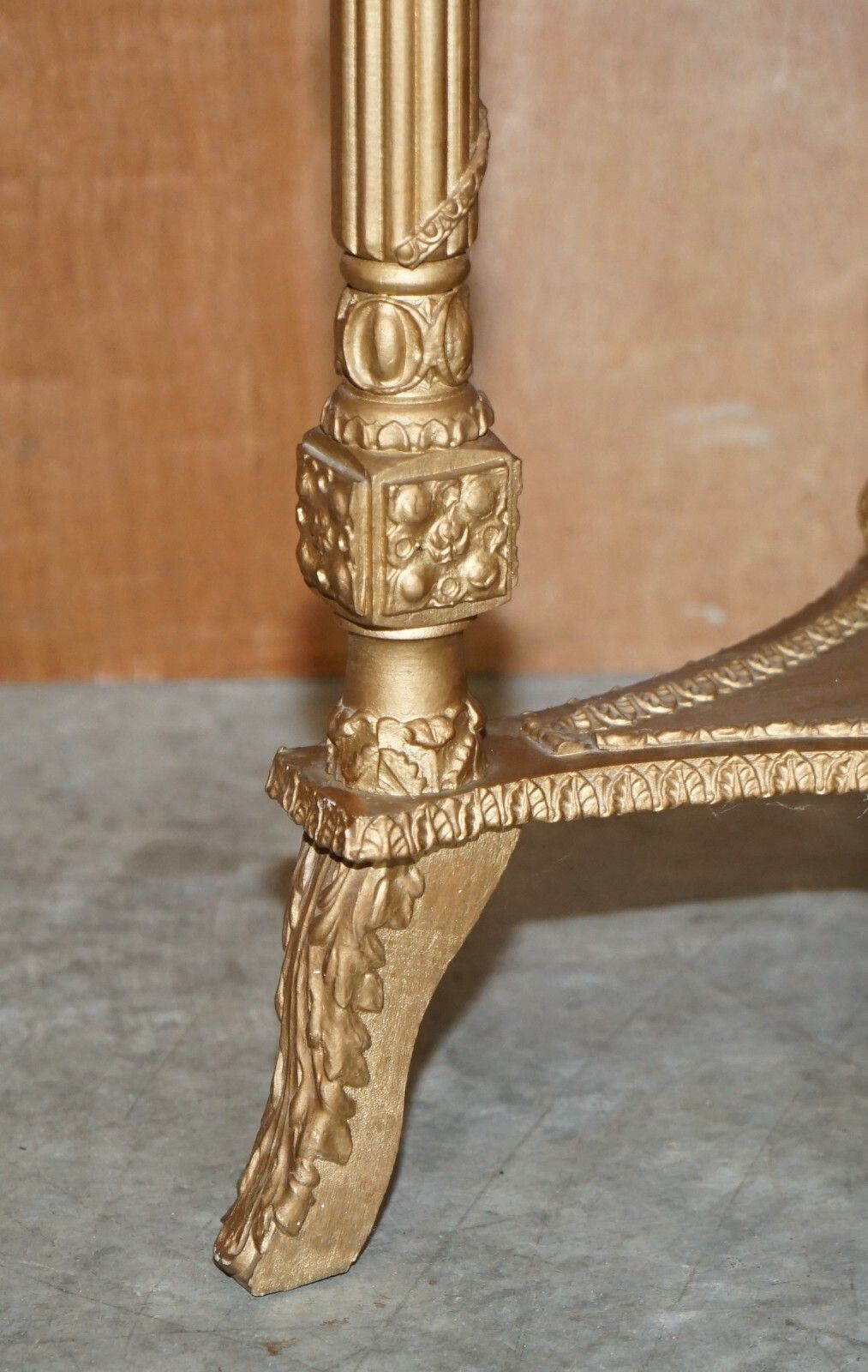 photo furniture Pair Of Antique Giltwood Marble Topped Jardiniere Plant Marble Bust Stands