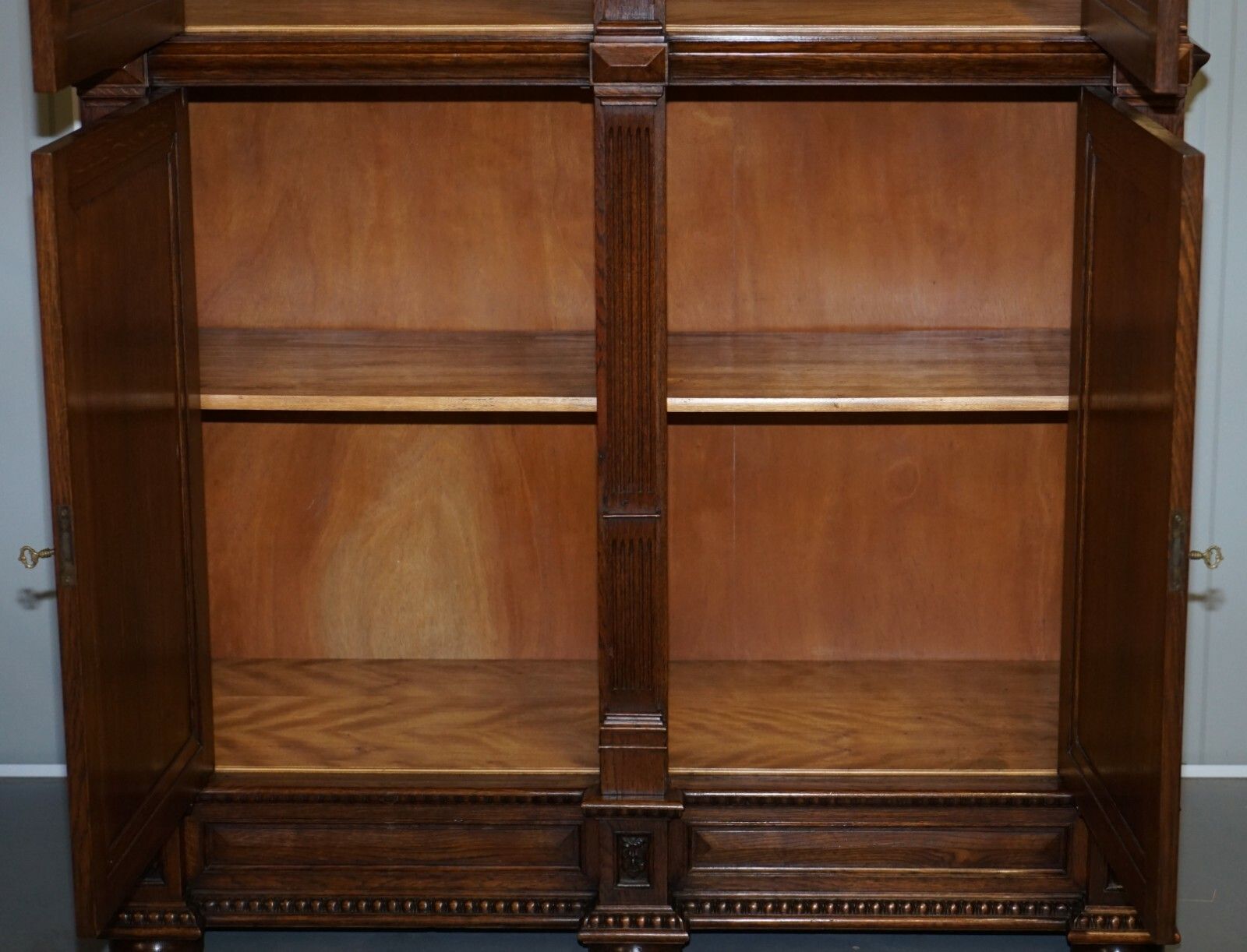 2850.0 Rare Dutch Stunning 1940's Ornately Hand Carved Cupboard Part Large Office Suite photo