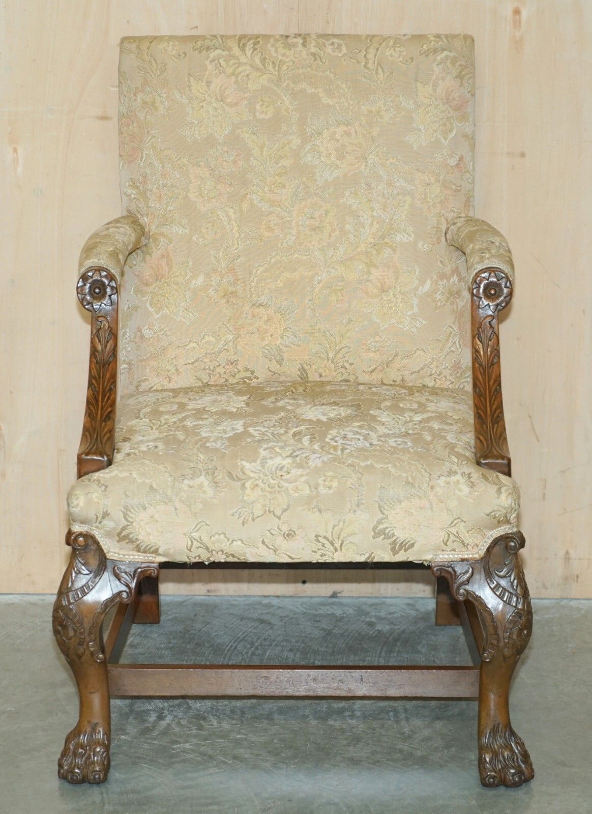 Antique Circa 1880 Irish George III Style Heavily Carved Gainsborough Armchair photo furniture