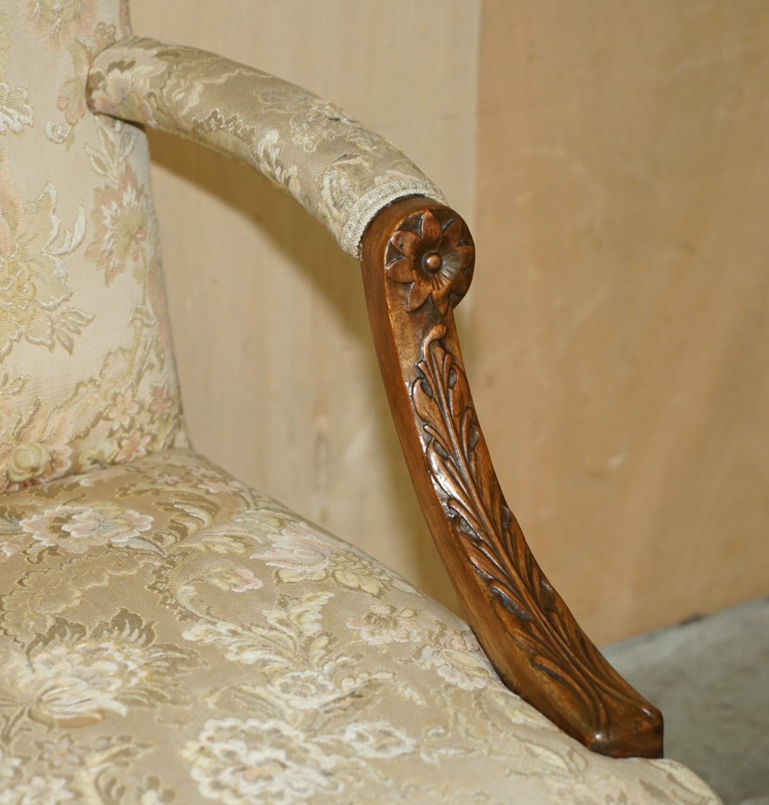 Antique Circa 1880 Irish George III Style Heavily Carved Gainsborough Armchair photo buy