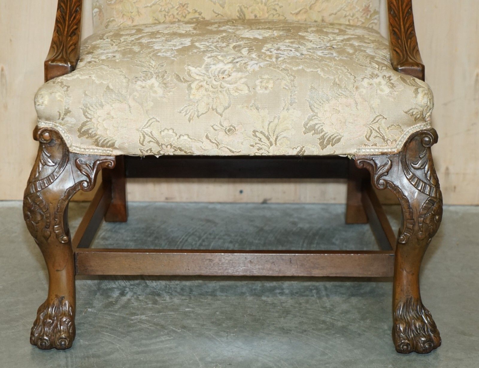 Antique Circa 1880 Irish George III Style Heavily Carved Gainsborough Armchair photo vintage