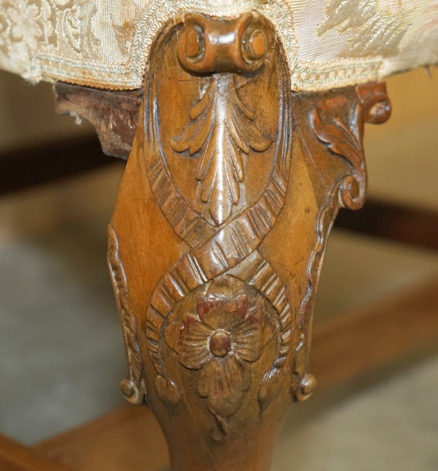 Furniture Antique Circa 1880 Irish George III Style Heavily Carved Gainsborough Armchair photo
