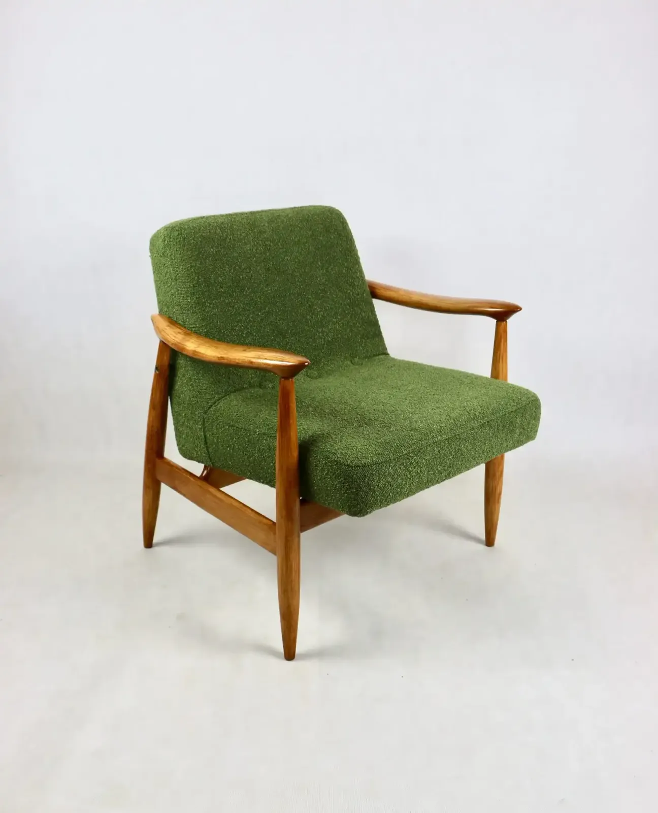 Vintage Gfm 300 202 Armchair Designed By J.Kedziorek Loft 1970s, Green Boucle   2 Pieces Available