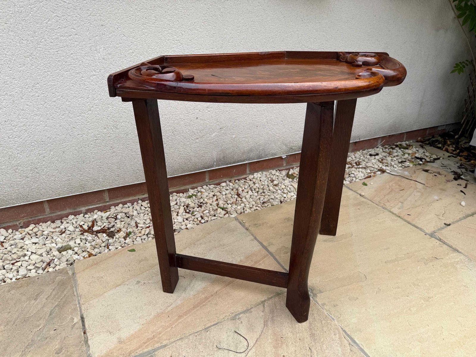 Antique Oak Carved Wooden Table photo for sale