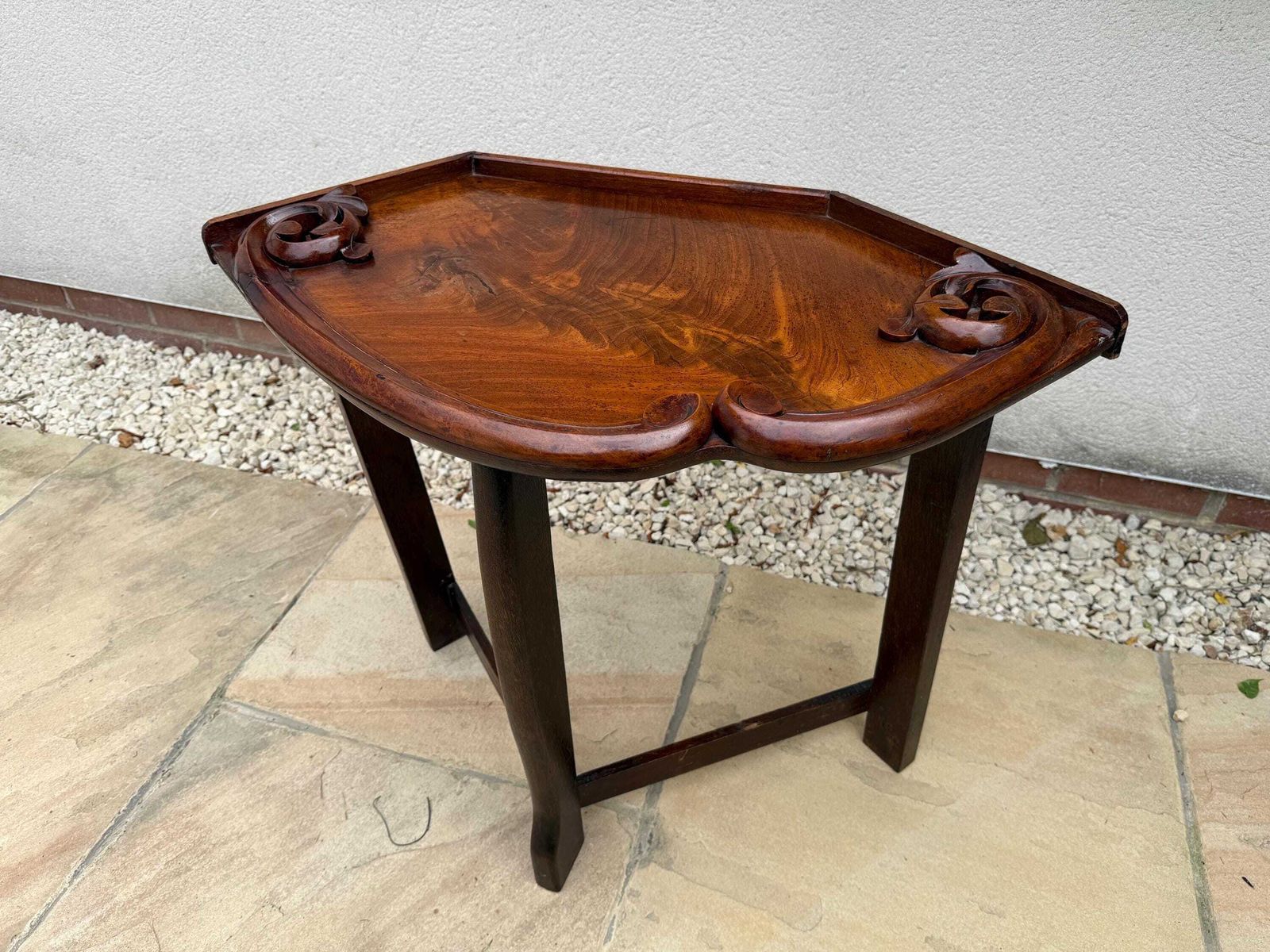 Antique Oak Carved Wooden Table photo vintage
