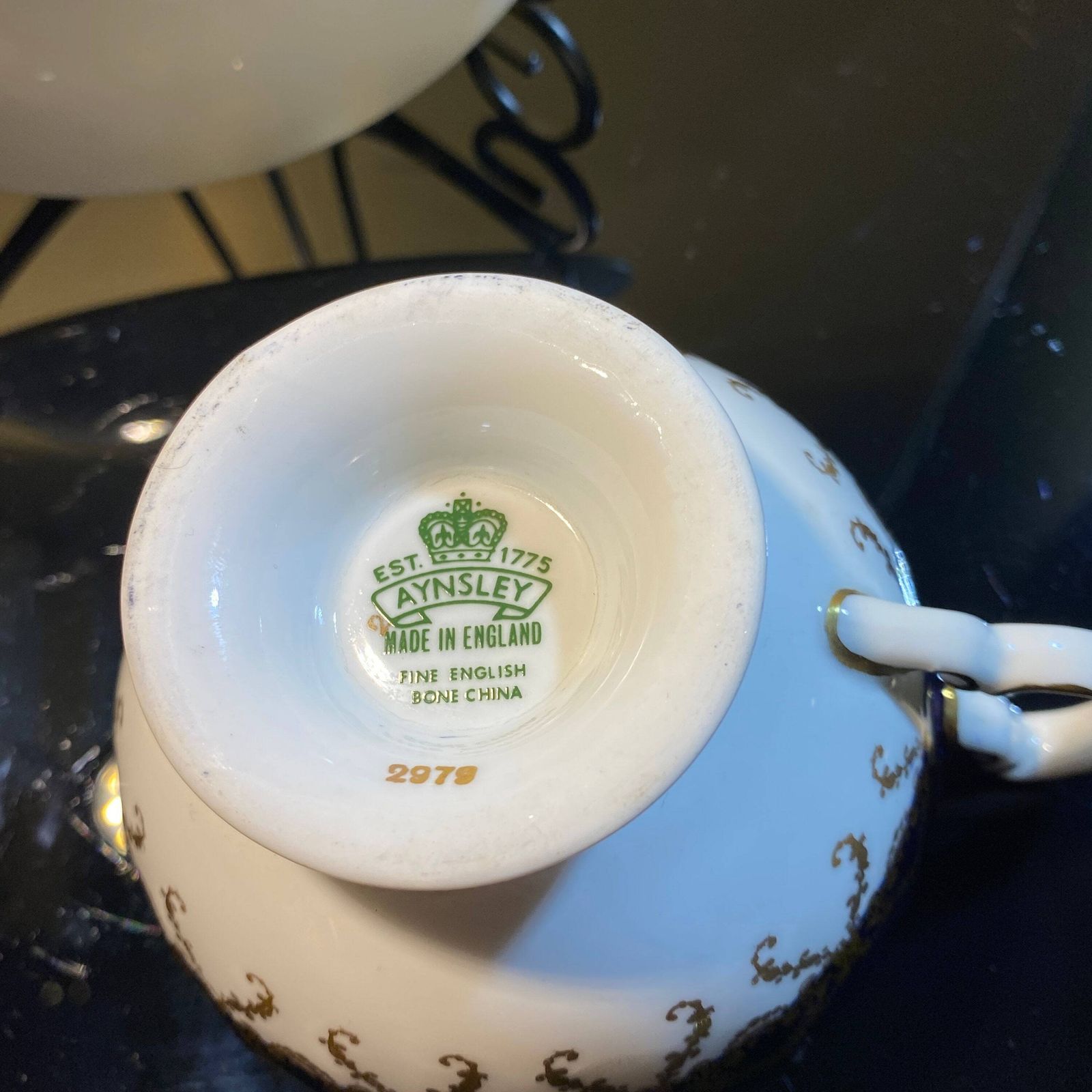 Exquisite Aynsley Hand Painted And Gilded Bone China Teacup & Saucer: Butterfly Garden photo vinterior