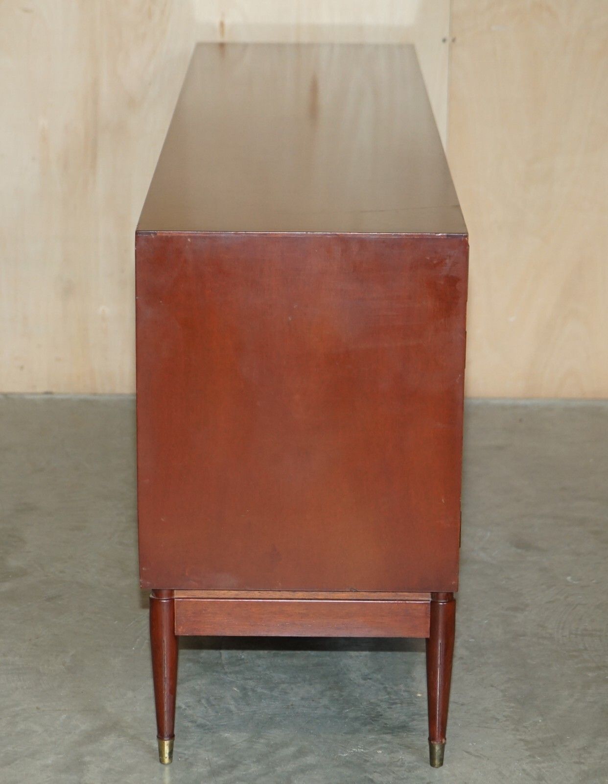 1966 Stamped Greaves & Thomas Mahogany Brass Sideboard Military Campaign Handles photo vinterior