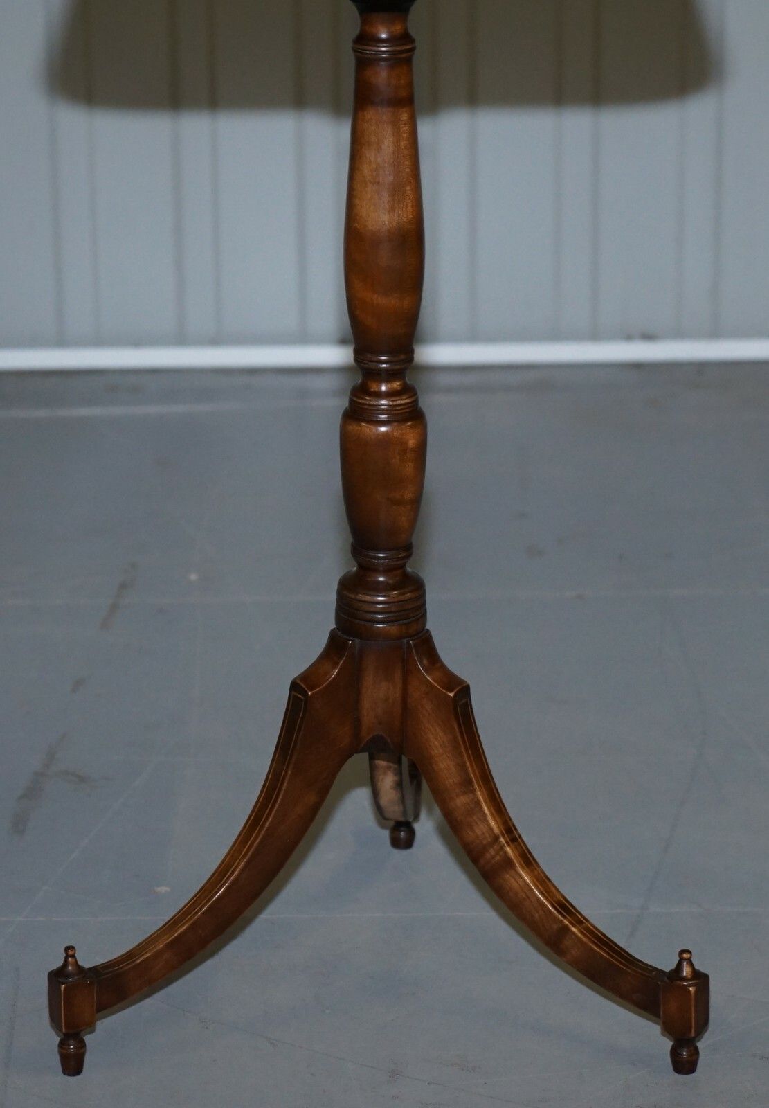 Pair Of Vintage Flamed Walnut & Inlaid Regency Style Tripod Side End Lamp Tables photo buy