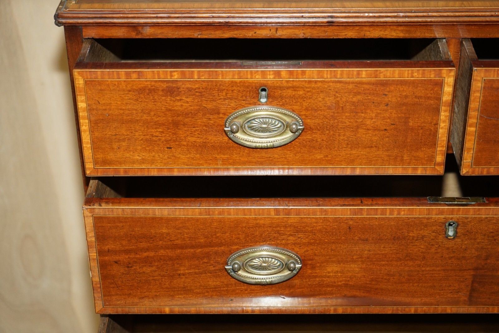 Antique Sheraton Revival F.Thomas Halesowen Chest Of Drawers Mahogany Satinwood photo buy